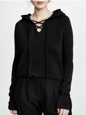 Nili Lotan black Fletcher lace up hoodie